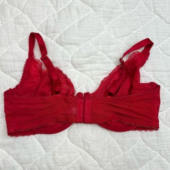 Victoria's Secret Red Lace Unlined Full Coverage Bra 38D - Picture 3 of 7